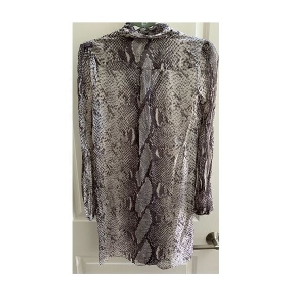Diane Von Furstenberg Sheer Silk Animal Print Dress + Bow tie - Picture 3 of 4